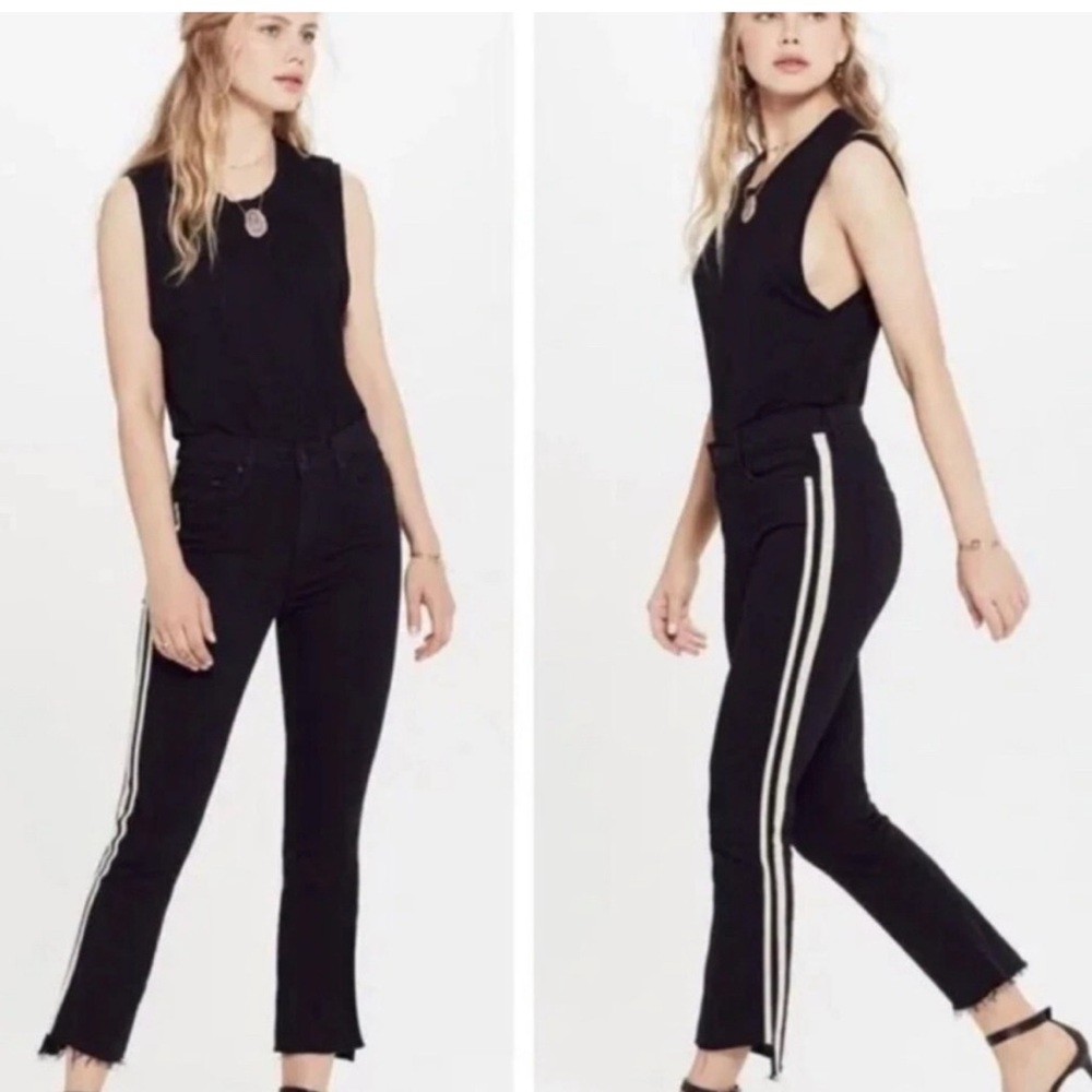 Mother Black Insider Crop Step Fray Jeans